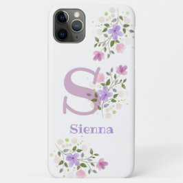 Para iPhone 11 Pro Max Design de Nome e Flores Iniciais da capa de telefo