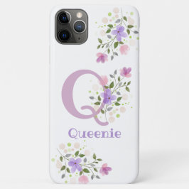 Para iPhone 11 Pro Max Design de Nome e Flores Iniciais da capa de telefo