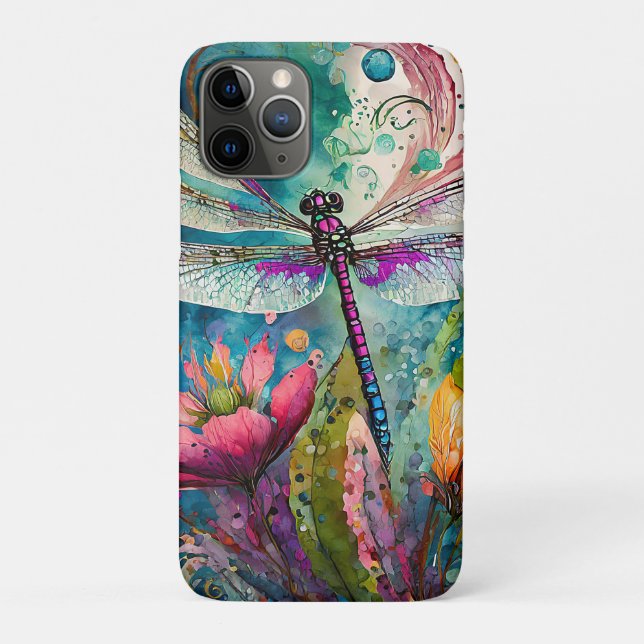 Para iPhone 11 Pro Tinta e Caneta Capa de telefone de Dragonfly color (Verso)