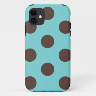 Para iPhone 11 Qualquer Bolinhas Capa de telefone azul e marrom
