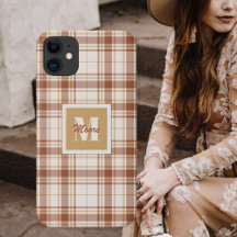 Tartan - Capa de telefone Branca de Castanho e Cim