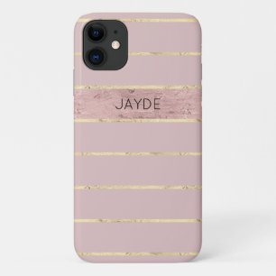 Para iPhone 11 Tiras de folhas douradas e Capa de telefone móvel