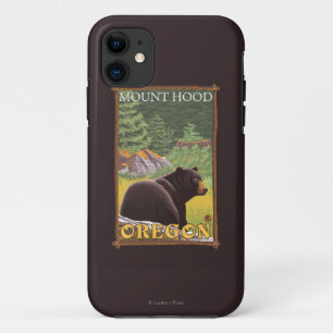Para iPhone 11 Urso preto na floresta - capa da montagem, Oregon