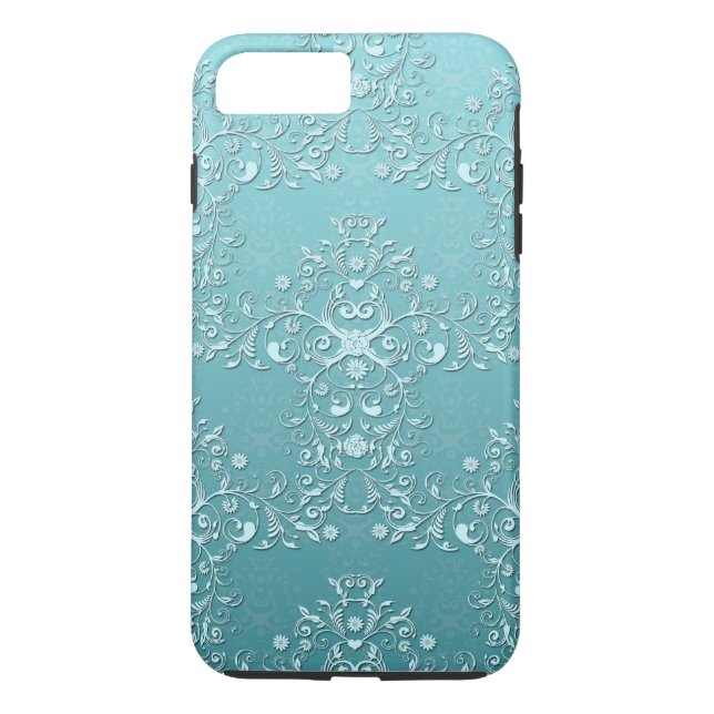 Para iPhone, Case-Mate Capa de iPhone 7 rosa dama teal aqua (Verso)