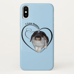 Capa Para iPhone X Capa de iPhone X I Love Rabbits (Azul Claro)