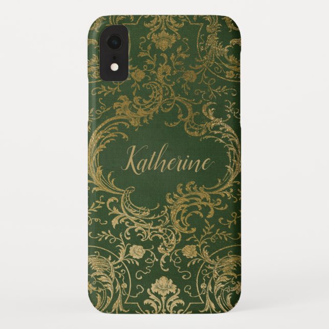 Para iPhone, Case-Mate Capa de iPhone XR Verde Antigo e Dourado (Verso)
