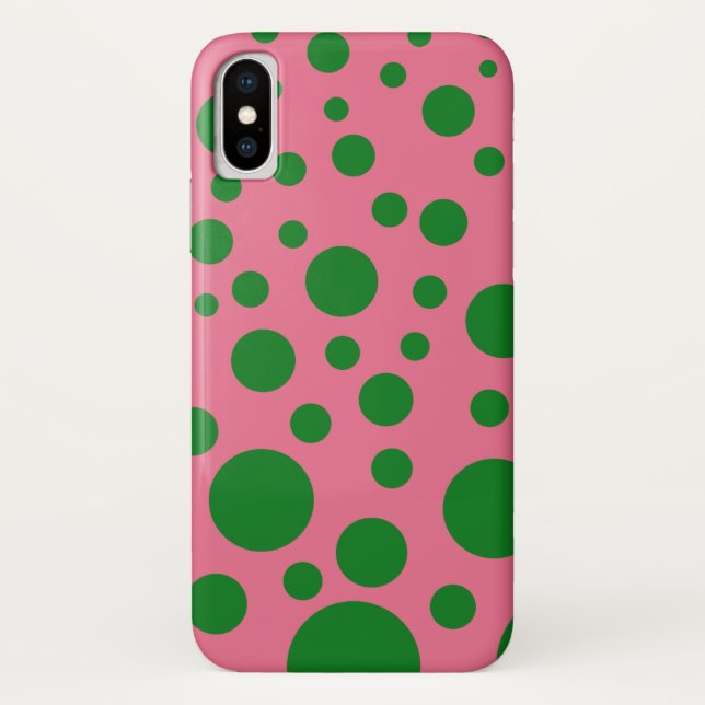 Para iPhone, Case-Mate Capa de telefone com círculos verdes sobre fundo r (Verso)