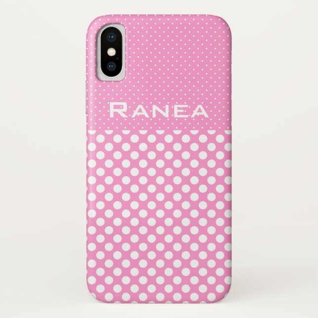 Para iPhone, Case-Mate Capa de telefone com nome personalizado e bolinhas (Verso)