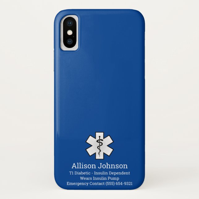 Para iPhone, Case-Mate Capa de telefone de Alerta Médico Personalizado (Verso)