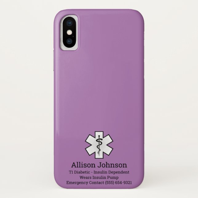 Para iPhone, Case-Mate Capa de telefone de Alerta Médico Personalizado (Verso)