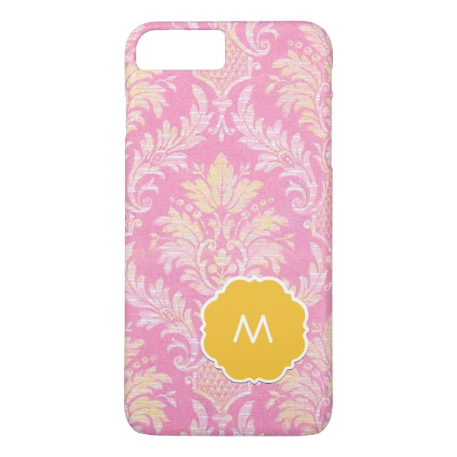 Para iPhone, Case-Mate Capa de telefone de Monograma do Damasco Rosa (Verso)