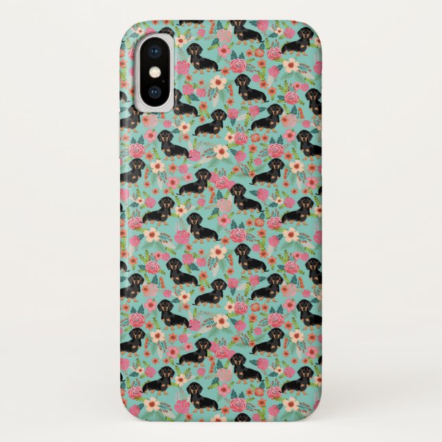 Para iPhone, Case-Mate Capa de telefone floral de Doxie - enegreça e tan (Verso)