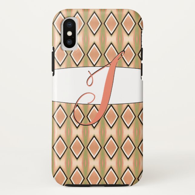Para iPhone, Case-Mate Capa de telefone J Monogramas, cor-de-rosa e verde (Verso)
