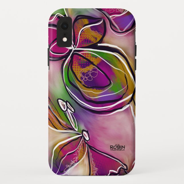 Para iPhone, Case-Mate Capa de telefone "Pinks and Greens Floral" (Verso)