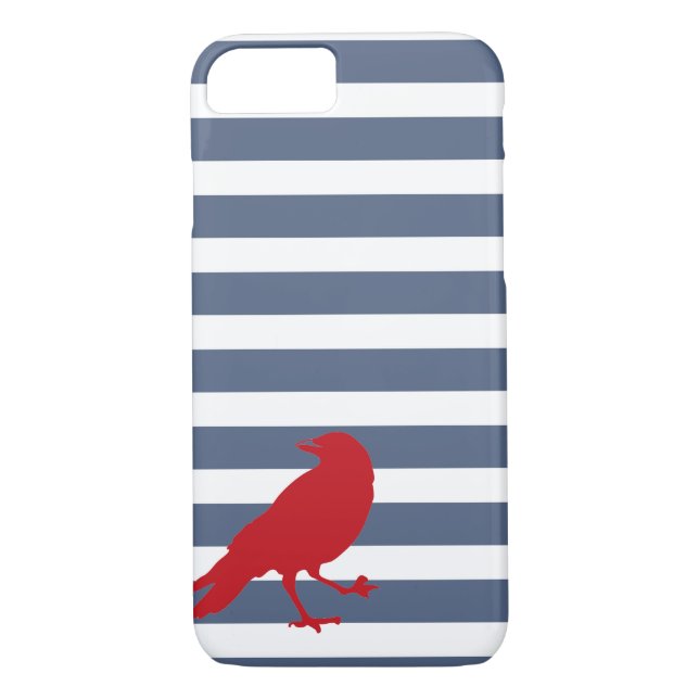 Para iPhone, Case-Mate Capa de telefone vermelha listrada do azul marinho (Verso)