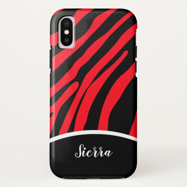Para iPhone, Case-Mate Capa de telefone Vermelho e Zebra Negra (Verso)