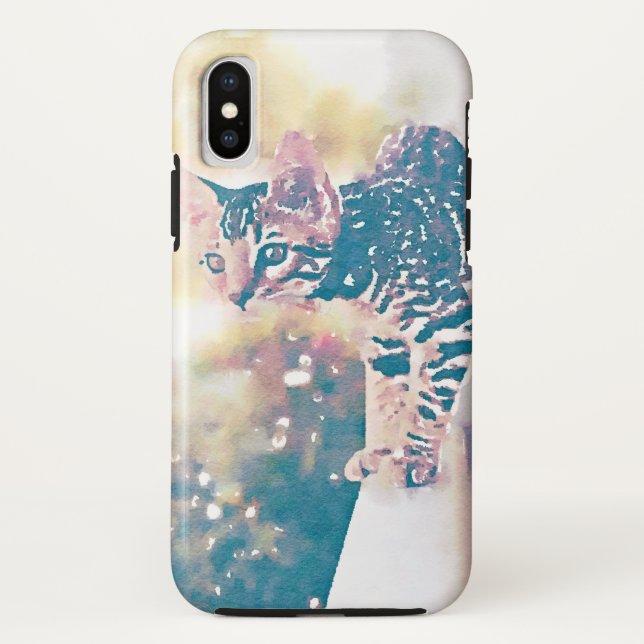 Para iPhone, Case-Mate Kitten Watercolor Capa de telefone iPhone (Verso)