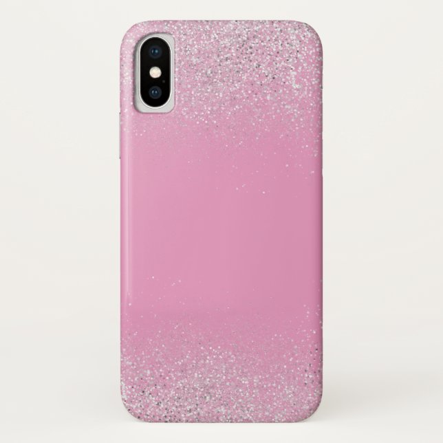 Para iPhone, Case-Mate Pó prateado e Capa de telefone rosa (Verso)
