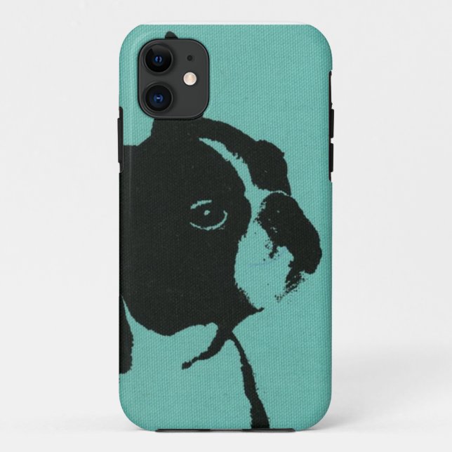 Para iPhone Da Case-Mate Capa de telefone azul de Boston Terrier (Verso)