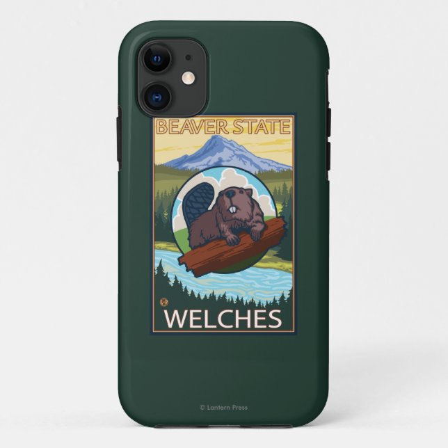 Para iPhone Da Case-Mate Castor & capa do Mt. - Welches, Oregon (Verso)