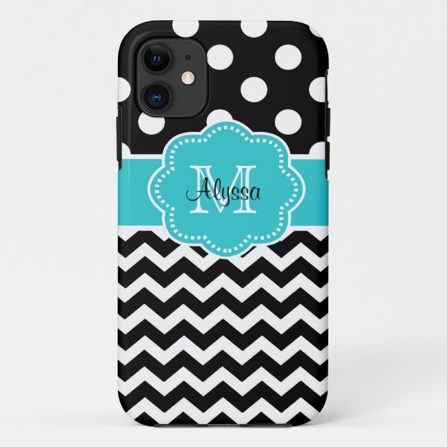 Para iPhone Da Case-Mate Chevron preto pontilha a capa de telefone (Verso)