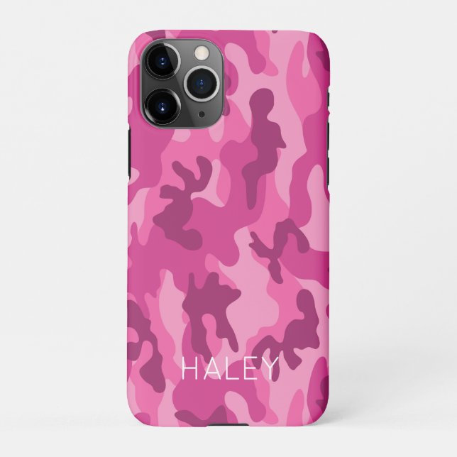 Para iPhone Pink Camo Seu Nome Capa de telefone Moderna (Verso)