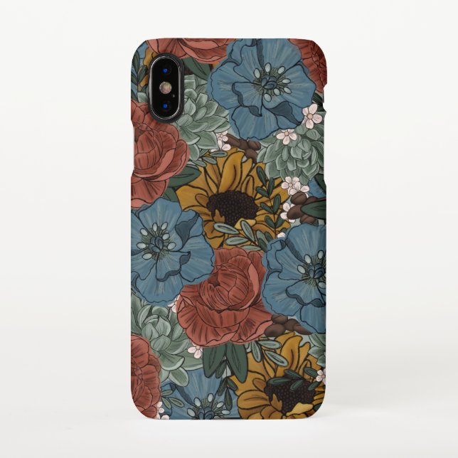 Para iPhone XS Capa de telefone de Café Bean Florals (Verso)