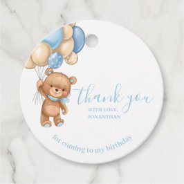 Para Lembrancinhas Birthday Teddy Bear Blue Obrigada Etiquetas Favorá