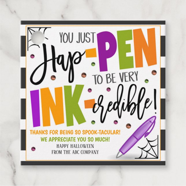Para Lembrancinhas Caneta De Halloween Obrigado Dando Etiquetas (Frente)