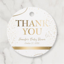 Chá de fraldas Sparkle Dourado Obrigado Etiquetas 