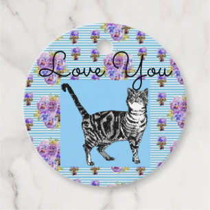Para Lembrancinhas Chique Tabby Cat Te Ama Etiquetas Presentes