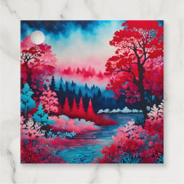 Para Lembrancinhas Etiquetas Coloridas de Arte da Floresta Batik