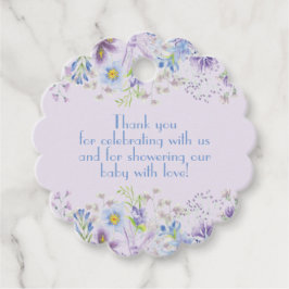 Para Lembrancinhas Etiquetas de Chá de Bebê Floral Roxo e Azul