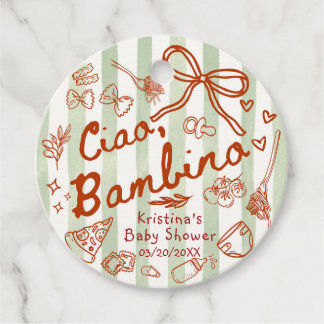 Para Lembrancinhas Etiquetas de Favor Ciao Bambino Verde Oliva/Vermel