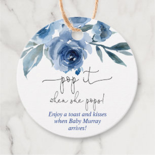 Para Lembrancinhas Etiquetas de Favor com Floral Azul-Marinho Pop qua