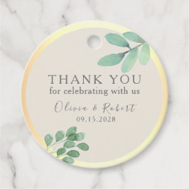 Para Lembrancinhas Etiquetas de Favor de Casamento Verde e Dourado