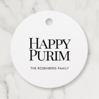 Para Lembrancinhas Etiquetas de Favor de Purim Feliz com Nome de Famí