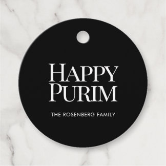 Para Lembrancinhas Etiquetas de Favor de Purim Feliz com Nome de Famí