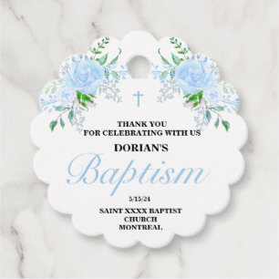 Para Lembrancinhas Etiquetas de Favor do Blue Floral Boy Baptism