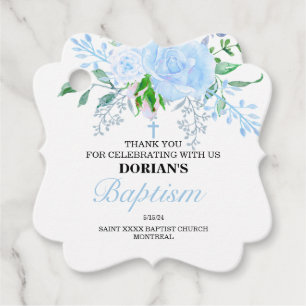 Para Lembrancinhas Etiquetas de Favor do Blue Floral Boy Baptism