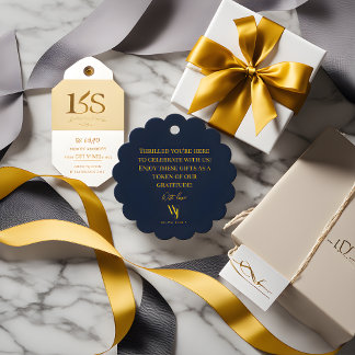 Para Lembrancinhas Etiquetas de Favor do Casamento Dourado e Azul Ele