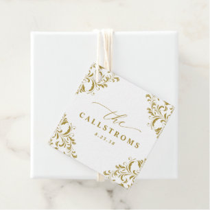 Para Lembrancinhas Etiquetas de Favor do Casamento Dourado Elegante V