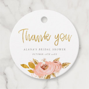 Para Lembrancinhas Etiquetas de Favor do Chá de panela Floral Dourad