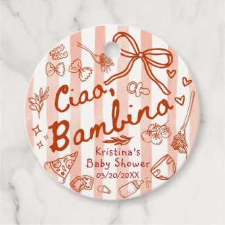 Para Lembrancinhas Etiquetas de Favor Vermelho Ciao Bambino/Etiquetas