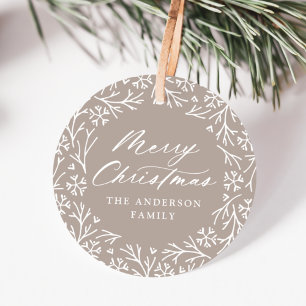 Para Lembrancinhas Etiquetas de Natal do Elegante Snowflake Wreath Mo
