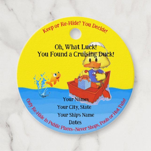 Para Lembrancinhas Etiquetas de Pato Cruzador (Frente)