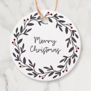 Para Lembrancinhas Etiquetas de Presente de Círculo de Coroa de Natal