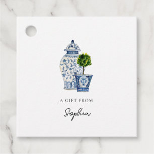 Para Lembrancinhas Etiquetas de presente de Ginger azul e branco