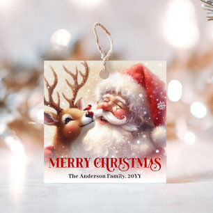 Para Lembrancinhas Etiquetas de Presente de Natal Alegre Papai Noel R