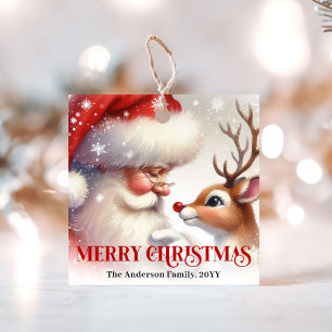 Para Lembrancinhas Etiquetas de Presente de Natal do Papai Noel Rudol